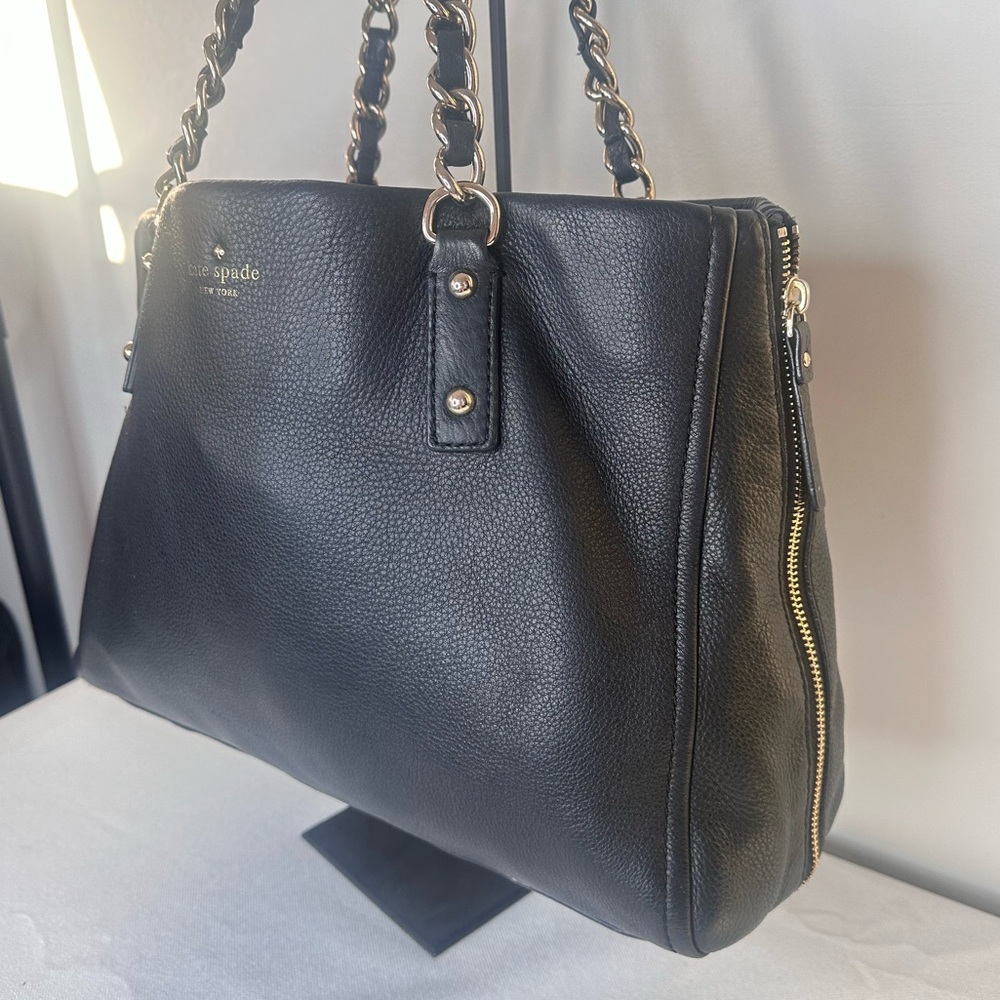 KATE SPADE Cobble Hill Black Pebbled Leather Expandable Tote - Picture 3 of 15